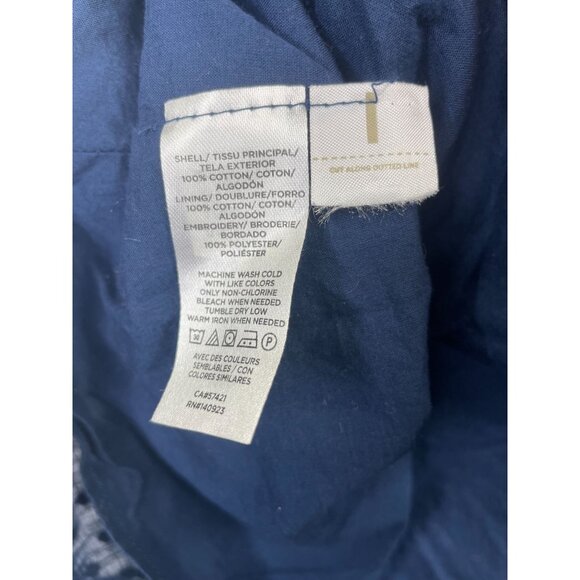 LOFT Blue 3/4 Sleeve Swiss Dot Flowy Short Dress Relaxed Fit Size Medium - Picture 3 of 6